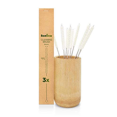 Trinkhalm Bürste 3er Pack | Schmale Bürste Reinigung | Mini Reinigungsbürste Strohhalm | Pipe Brush | Kleine Bürsten | Rohr Bürste | Strohhalm Reinigungsbürste | Bambaw von Bambaw