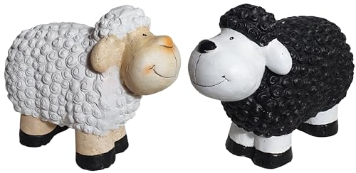 Bambelaa! 2er Set Schaf Deko Figur Garten Groß Draußen Außen Innen Wetterfeste Gartenfigur Lustige Tierskulptur Zum Stellen ca. 31 x 13 x 23 cm Schwarz & Weiß von Bambelaa!