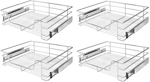Bambelaa! 4er Set Teleskopschublade 50cm Zum Nachrüsten Küche Schublade Für Küchenschränke Aufbewahrungskorb Schublade Einbau Teleskop Korb Aus Metall (verchromt) von Bambelaa!