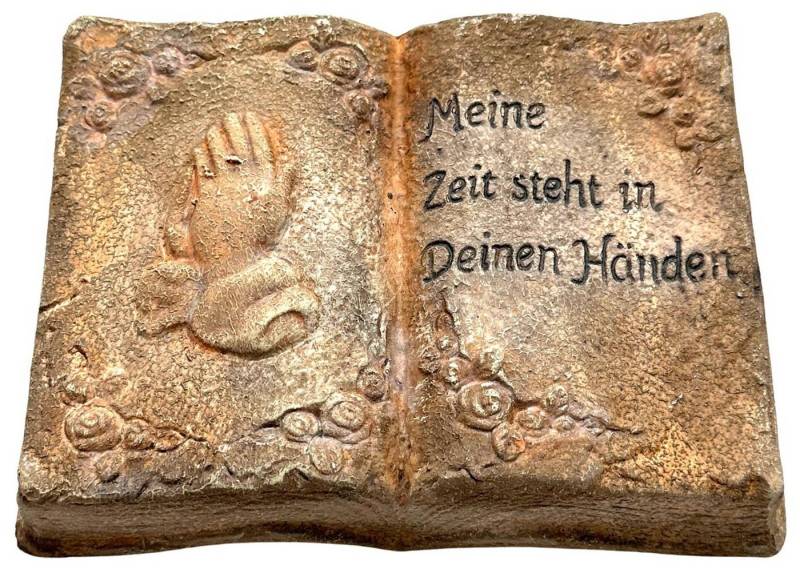 Bambelaa! Dekofigur Grabschmuck Deko Trauerartikel Hände auf Buch Ton Ca. 20 x 15 x 4 cm von Bambelaa!