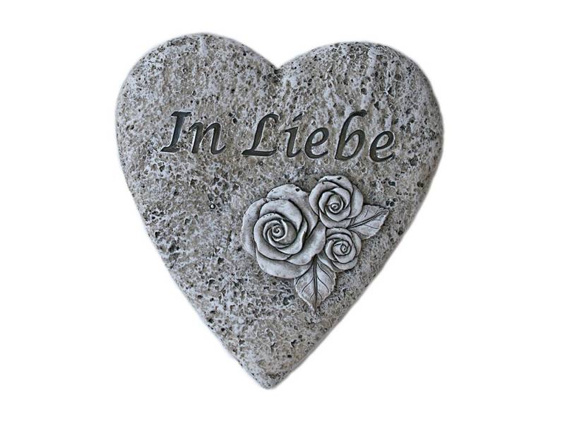 Bambelaa! Gartenfigur Grabschmuck Grabdeko Herz Inschrift „In Liebe“ Steinharz Friedhof von Bambelaa!