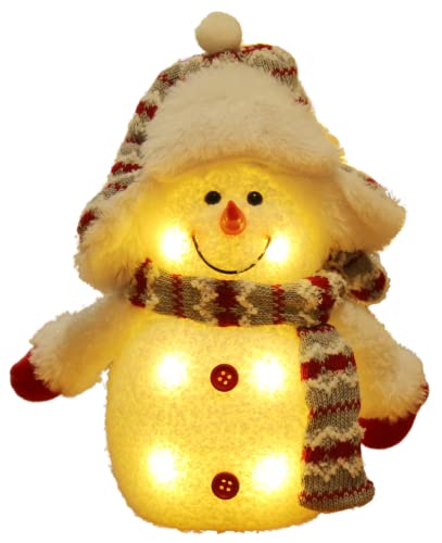 Bambelaa! Schneemann Frosty Deko LED Figuren Weihnachten Klein Grau Weiß Beleuchtet Innen Weihnachtsdeko Winter von Bambelaa!