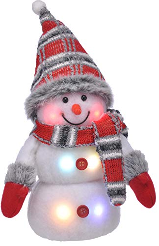 Bambelaa! Schneemann LED Bunt Weihnachtsdeko Beleuchtet 20 cm Batteriebetrieben Weihnachten Rot Grau von Bambelaa!