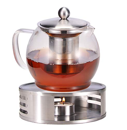 Bambelaa! Teekanne mit Stövchen Siebeinsatz Glas Set Tee Glaskanne Teebereiter Kaffeekanne Teesieb Kanne Teewärmer ca.1,2 Liter von Bambelaa!