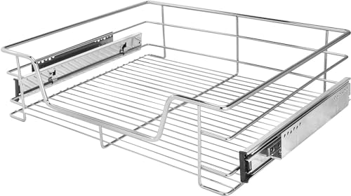 Bambelaa! Teleskopschublade 60cm Zum Nachrüsten Küche Schublade Für Küchenschränke Aufbewahrungskorb Schublade Einbau Teleskop Korb Aus Metall (verchromt) von Bambelaa!