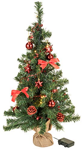 Bambelaa! Weihnachtsbaum Künstlich Mit Beleuchtung Geschmückt Tannenbaum Dekoriert Christbaum Beleuchtet LED 75cm Rot von Bambelaa!