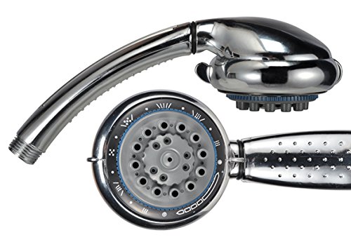 Bambelaa! Wellness Handbrause Duschkopf Massagekopf Duschbrause aus Kunststoff 8-Fach verstellbare Funktionen silber/grau (Verchromt) 1 Stück von Bambelaa!