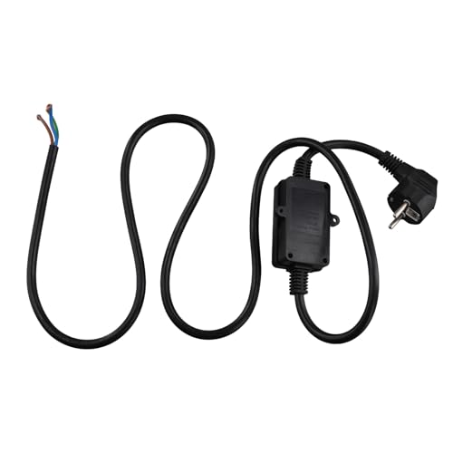 Bamberg FI-Schutzschalter Steckdose Fehlerstromschutzschalter Stecker mit Kabel,Personenschutz Adapter EU Stecker Schwarz von Bamberg
