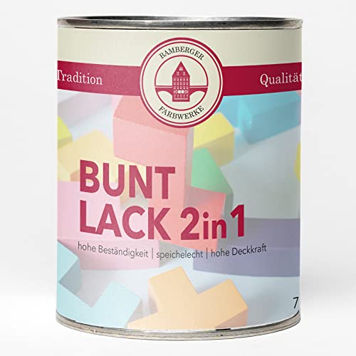 Bamberger Farbwerke Buntlack 2in1, Acryllack für Holz, Metall, Kunststoff (Lichtgrau glänzend, 750ml) von Bamberger Farbwerke