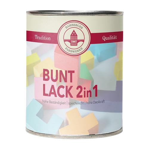 Bamberger Farbwerke Buntlack 2in1, Acryllack für Holz, Metall, Kunststoff (Taubenblau matt, 750ml) von Bamberger Farbwerke