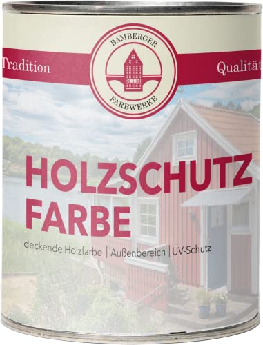 Bamberger Farbwerke Matt Holzschutzfarbe Wetterschutzfarbe Holzfarbe für Außen (750ml, Weiss) von Bamberger Farbwerke