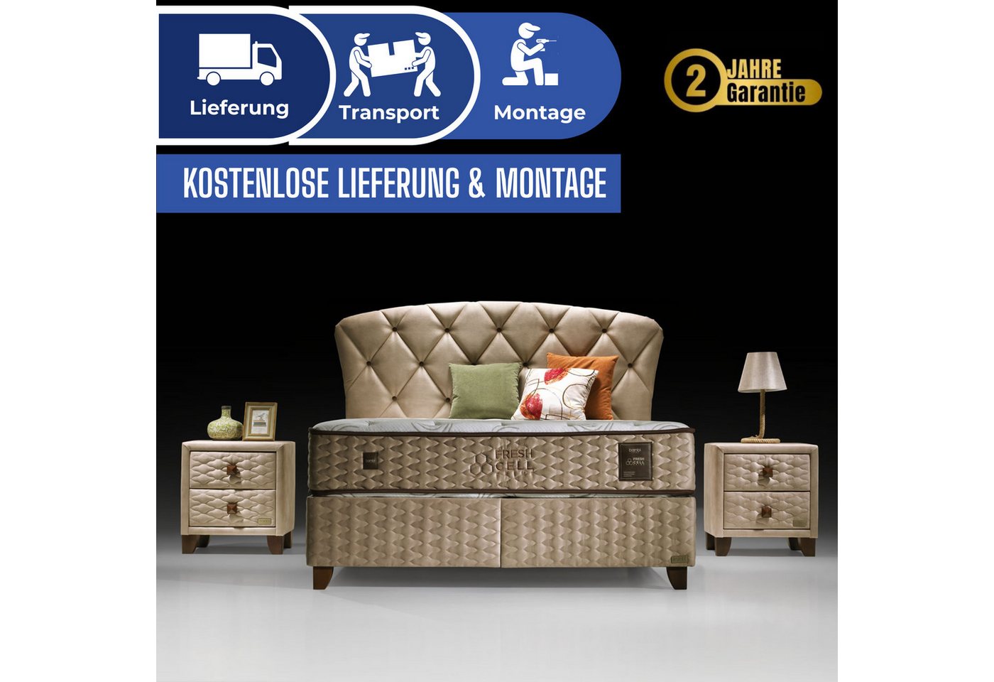 Bambi Boxspringbett Funktionsbett mit Bettkasten Boxspringbett 180x200 - 90x200 Freshcell Bambi Boxspringbett Funktionsbett mit Bettkasten Boxspringbett 180x200 - 90x200 Freshcell von Bambi