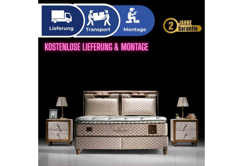 Bambi Boxspringbett Magnasand Stauraumbett inkl. Matratze und Kopfteile (Set, 2 Bettkästen, 1 Kopfteil, 1 Matratze), inkl. Lieferung und Montage von Bambi