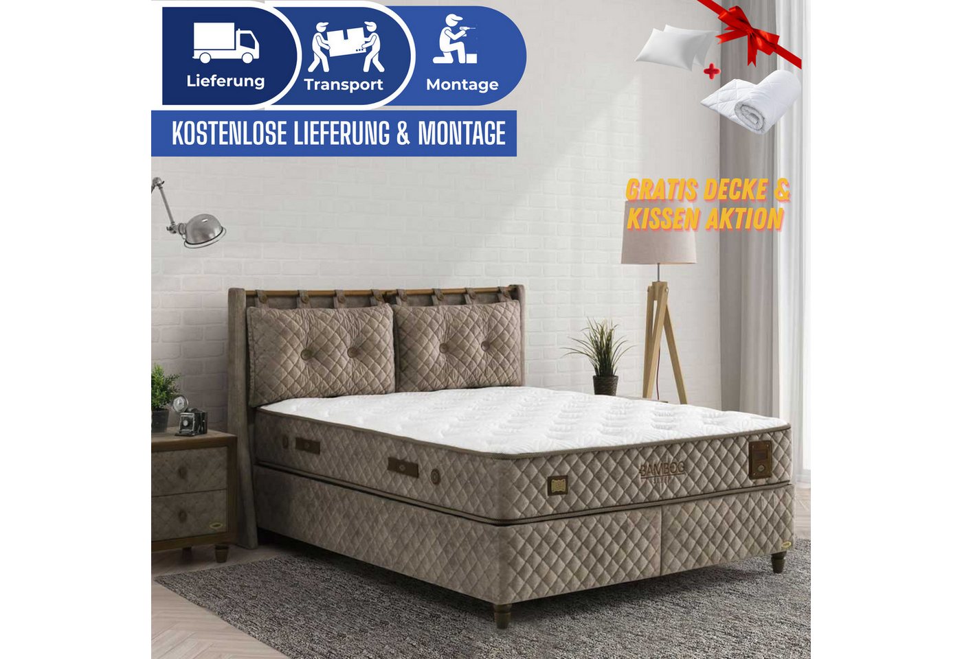 Bambi Boxspringbett Schlafzimmer Set Boxspringbett 180x200 - 140x200 Bamboo Sleep Bambi Boxspringbett Schlafzimmer Set Boxspringbett 180x200 - 140x200 Bamboo Sleep von Bambi