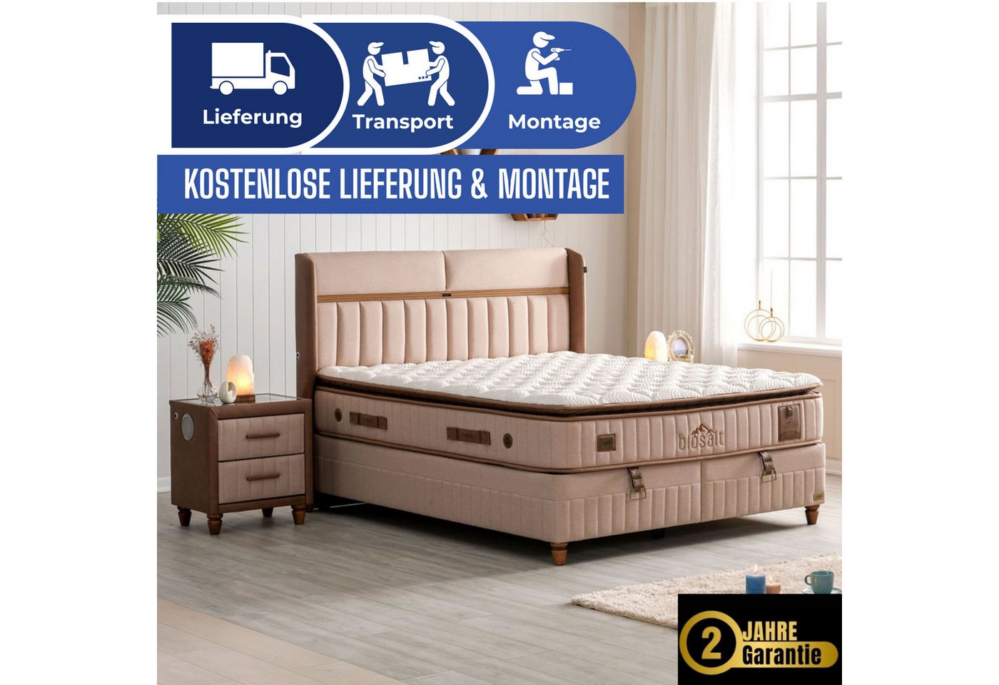 Bambi Boxspringbett Stauraumbett inkl. Matratze Boxspringbett 180x200 - 90x200 Biosalt Bambi Boxspringbett Stauraumbett inkl. Matratze Boxspringbett 180x200 - 90x200 Biosalt von Bambi
