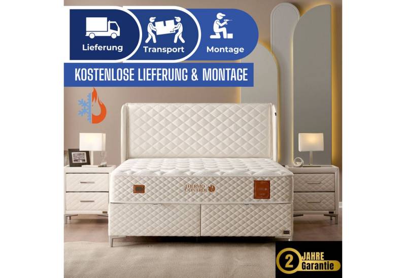 Bambi Boxspringbett mit Matratze mit Topper Polsterbett Stauraumbett Thermo Control (2 Bettkästen, 1 Matratze, Kopfteil) von Bambi