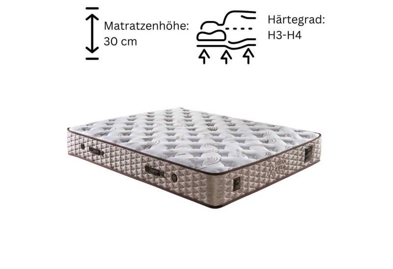 Taschenfederkernmatratze 7 Schichten Höhe 25 cm Matratze 90x200 - 180x200 Doppelseitige, Bambi, 30 cm hoch von Bambi