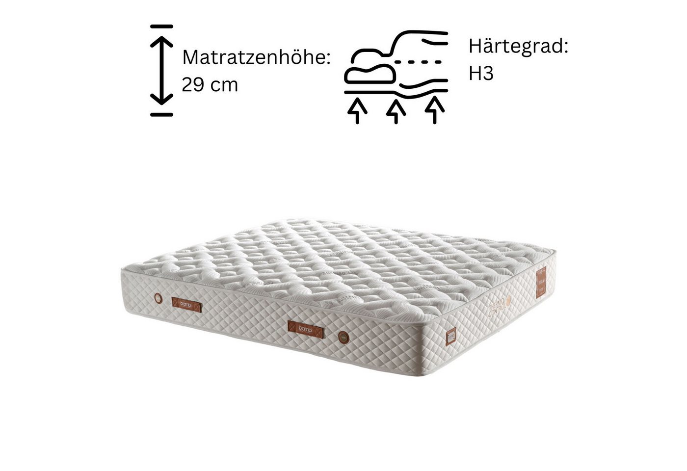 Taschenfederkernmatratze 7 Schichten Höhe 29 cm Matratze 160x200 - 180x200 Thermo Control, Bambi, 29 cm hoch Taschenfederkernmatratze 7 Schichten Höhe 29 cm Matratze 160x200 - 180x200 Thermo Control, Bambi, 29 cm hoch von Bambi