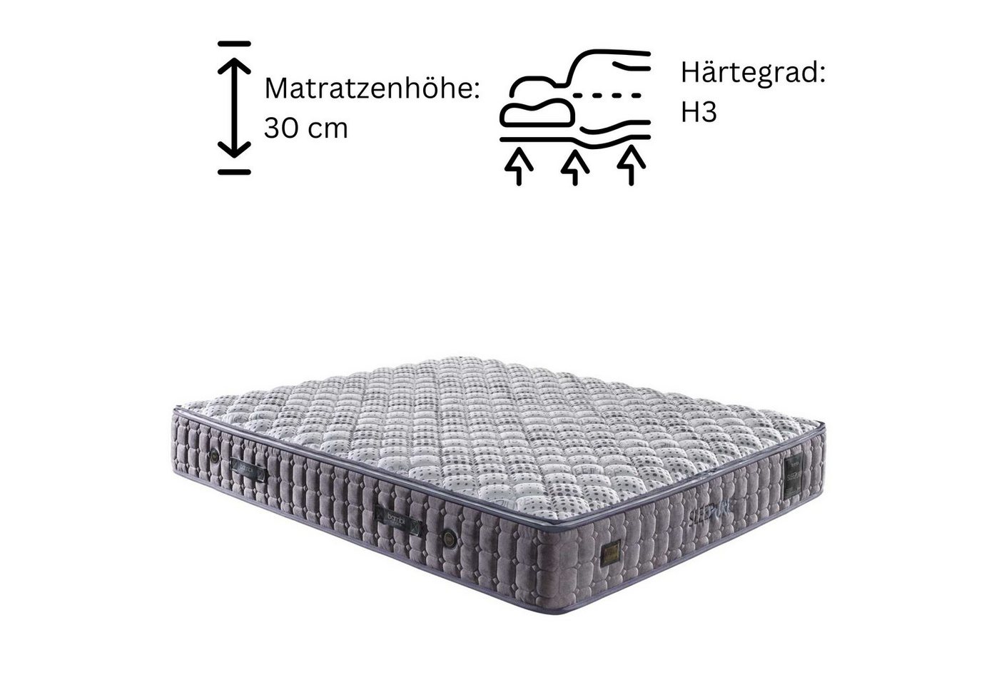 Taschenfederkernmatratze 8 Schichten Matratze 90x200 - 180x200 Reißverschluss, Bambi, 31 cm hoch, Taschenfederkern Taschenfederkernmatratze 8 Schichten Matratze 90x200 - 180x200 Reißverschluss, Bambi, 31 cm hoch, Taschenfederkern von Bambi