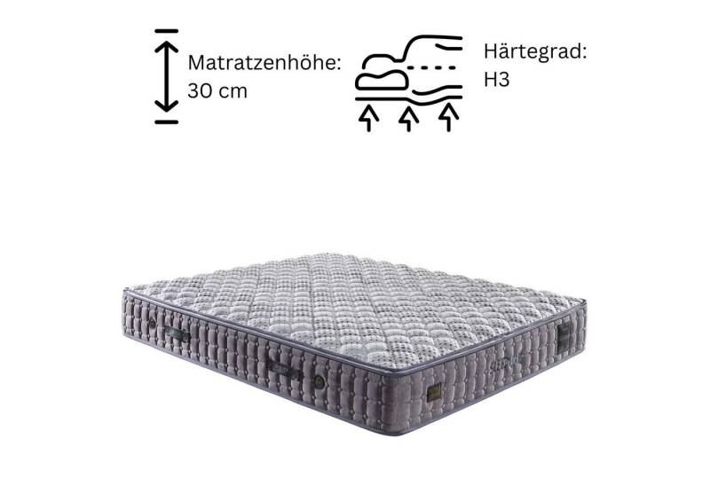 Taschenfederkernmatratze 8 Schichten Matratze 90x200 - 180x200 Reißverschluss, Bambi, 31 cm hoch, Taschenfederkern von Bambi