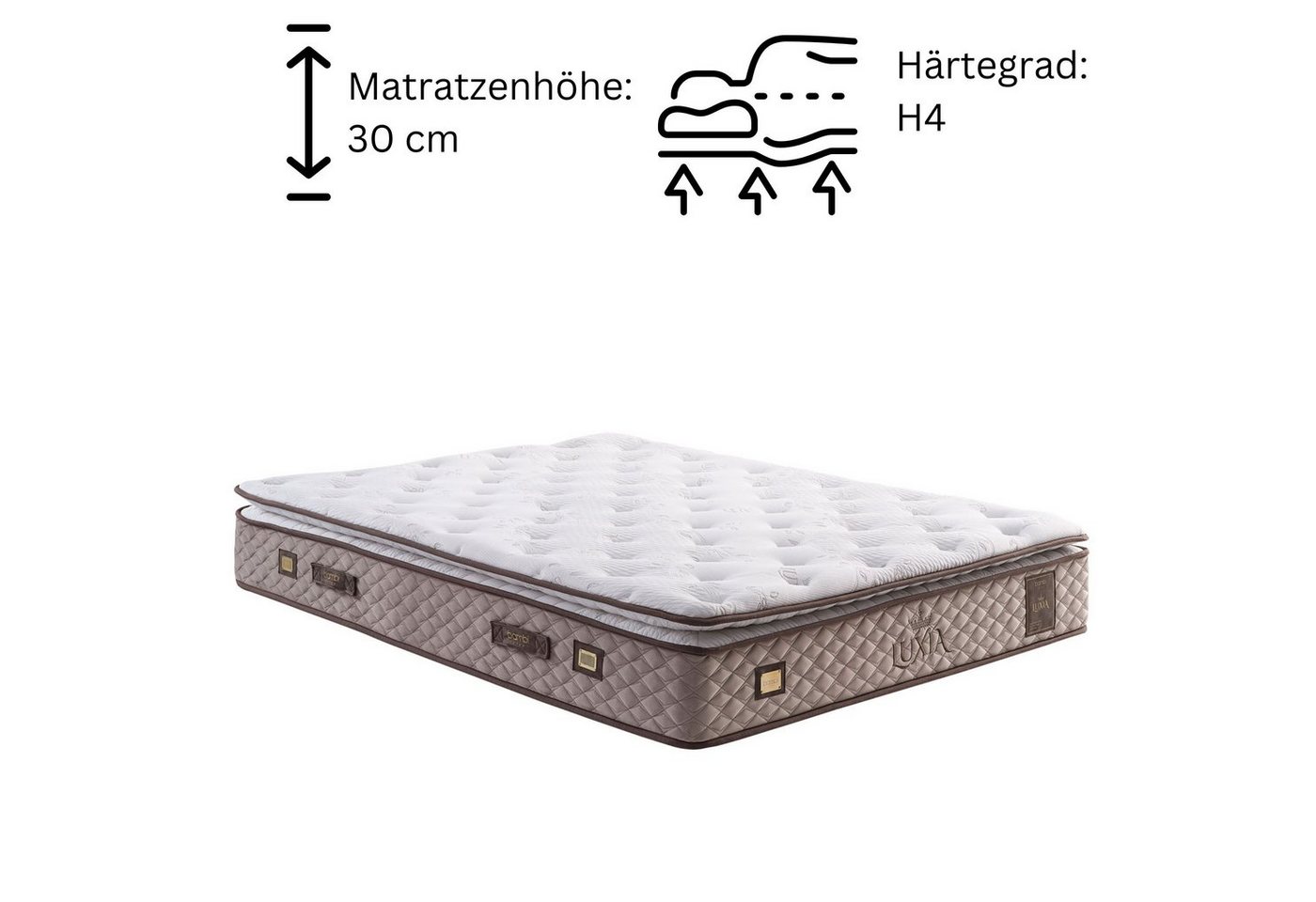Taschenfederkernmatratze 8 Schichten Matratze mit Topper 90x200 - 180x200 Lüxia, Bambi, 30 cm hoch Taschenfederkernmatratze 8 Schichten Matratze mit Topper 90x200 - 180x200 Lüxia, Bambi, 30 cm hoch von Bambi