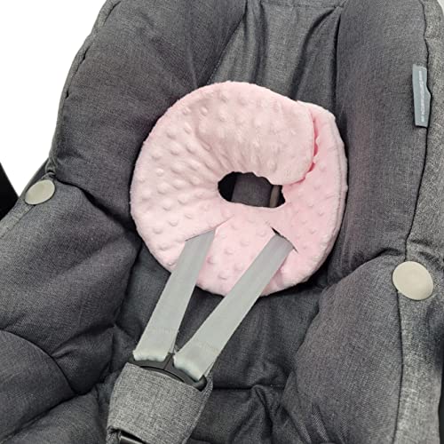 BAMBINIWELT Kopfstütze KOPFPOLSTER Kopfkissen für Babyschale kompatibel mit Maxi-Cosi Pebble und Pebble Plus (Minky rosa) von BambiniWelt by Rafael K.