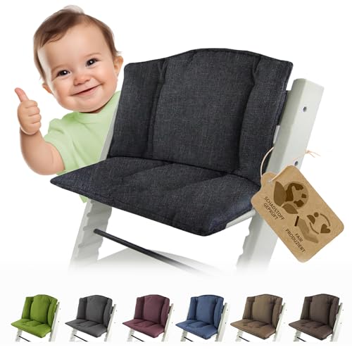 BambiniWelt by Rafael K. Ersatzbezug [Bezug Sitzkissen Kissen-Set] Sitzverkleinerer kompatibel mit Stokke Tripp Trapp für Hochstuhl-Kinderstuhl Mod. 1 (meliert schwarz) von BambiniWelt by Rafael K.