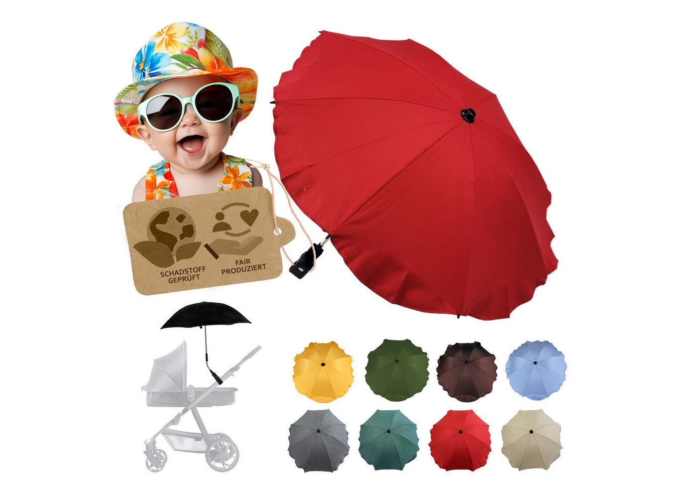 BambiniWelt by Rafael K. Kinderwagen-Sonnenschutzhülle Sonnenschirm Sonnenschutz für Kinderwagen Buggy Jogger universal UV50+, UV 50+ Schutz BambiniWelt by Rafael K. Kinderwagen-Sonnenschutzhülle Sonnenschirm Sonnenschutz für Kinderwagen Buggy Jogger universal UV50+, UV 50+ Schutz von BambiniWelt by Rafael K.