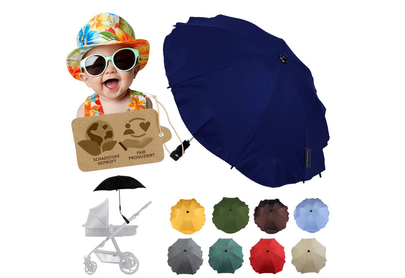 BambiniWelt by Rafael K. Kinderwagen-Sonnenschutzhülle Sonnenschirm Sonnenschutz für Kinderwagen Buggy Jogger universal UV50+, UV 50+ Schutz BambiniWelt by Rafael K. Kinderwagen-Sonnenschutzhülle Sonnenschirm Sonnenschutz für Kinderwagen Buggy Jogger universal UV50+, UV 50+ Schutz von BambiniWelt by Rafael K.