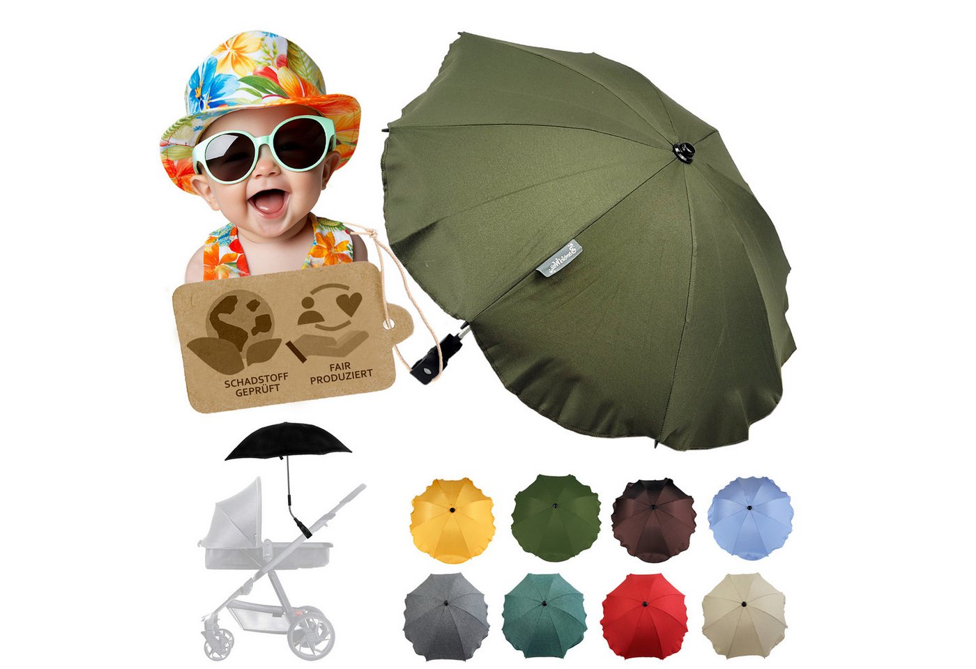 BambiniWelt by Rafael K. Kinderwagen-Sonnenschutzhülle Sonnenschirm Sonnenschutz für Kinderwagen Buggy Jogger universal UV50+, UV 50+ Schutz BambiniWelt by Rafael K. Kinderwagen-Sonnenschutzhülle Sonnenschirm Sonnenschutz für Kinderwagen Buggy Jogger universal UV50+, UV 50+ Schutz von BambiniWelt by Rafael K.