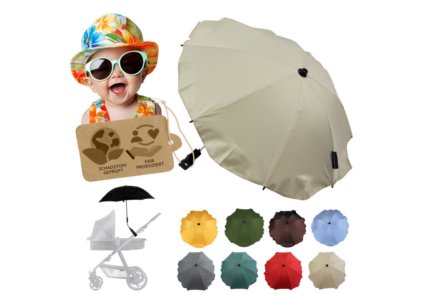 BambiniWelt by Rafael K. Kinderwagen-Sonnenschutzhülle Sonnenschirm Sonnenschutz für Kinderwagen Buggy Jogger universal UV50+, UV 50+ Schutz BambiniWelt by Rafael K. Kinderwagen-Sonnenschutzhülle Sonnenschirm Sonnenschutz für Kinderwagen Buggy Jogger universal UV50+, UV 50+ Schutz von BambiniWelt by Rafael K.