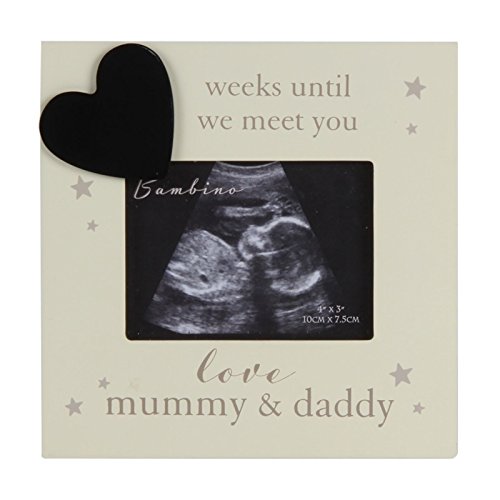Bambino Countdown Baby Scan Frame-Weeks Until We Meet You-Love Mummy and Daddy CG1336, Holz, 1 Stück von Bambino