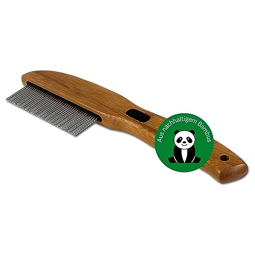 BAMBOO GROOM Rotating Pin Comb I Kamm mit 41rotierenden Pins I Hundebürste für langes & lockiges Fell I Bürsten zur Fellpflege aus Bambus I Unterfellbürste I Bürste für Katze & Hund von Bamboom