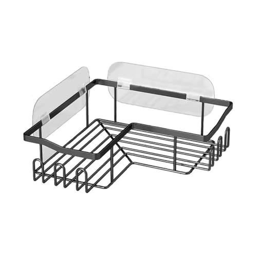 Bamboo Sea Badezimmer-Organizer und Aufbewahrung, Badezimmer-Regale, Dusch-Organizer, schwarzer Edelstahl-Draht-Duschkorb mit Haken, ohne Bohren, Eck-Duschregal, ordentliches Badezimmer-Caddy-Regal von Bamboo Sea
