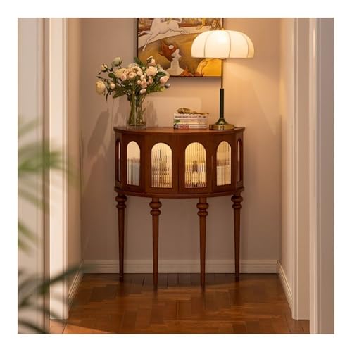 Bamboo Sea Eingangstisch Leichter Halbmond-Konsolentisch aus massivem Holz, Eingangstisch(Brown) von Bamboo Sea