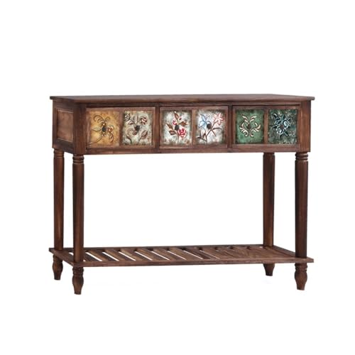 Bamboo Sea Eingangstisch Rustikaler Eingangsschrank aus Massivholz mit Stauraum, Wohnzimmer-Trennwandregal(116cm) von Bamboo Sea