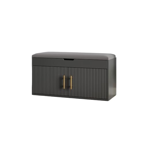 Bamboo Sea Schuhaufbewahrungsbank EIN Schuhwechselhocker mit Stauraum und weich gepolsterten Kissen for den Einsatz zu Hause im Eingangsbereich(Gray,80cm) von Bamboo Sea