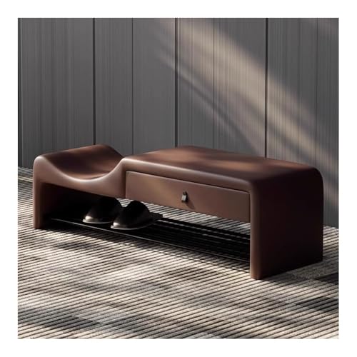 Bamboo Sea Schuhaufbewahrungsbank Schuhbank mit Stauraum, Schuhregal aus Metall for den Eingangsbereich(Brown,120cm) von Bamboo Sea