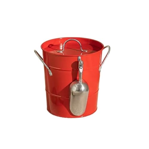 Eiskübel 3,5 Liter doppelwandiger Eiskübel, isolierte Eiskübel mit Deckel und Schaufel, verdickte Eiskübel aus Metall, Party-Getränkewanne for Partys in der Küche zu Hause, Cocktailbar(Red) von Bamboo Sea