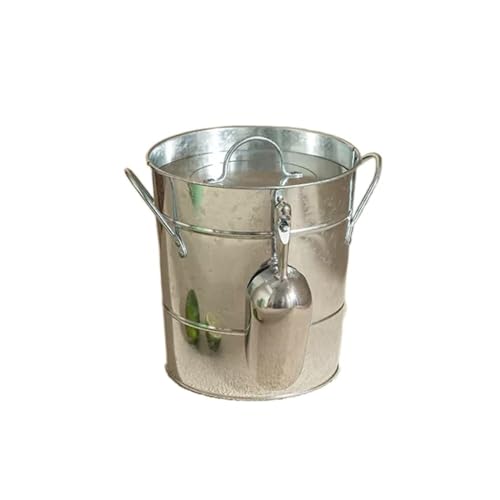 Eiskübel 3,5 Liter doppelwandiger Eiskübel, isolierte Eiskübel mit Deckel und Schaufel, verdickte Eiskübel aus Metall, Party-Getränkewanne for Partys in der Küche zu Hause, Cocktailbar(Silver) von Bamboo Sea
