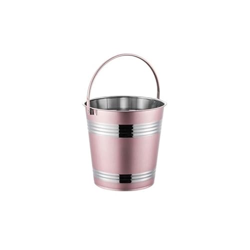 Eiskübel Eiskübel aus Edelstahl 304, for Bar, Restaurant, Eiskörner, Pommes Frites, gebratenes Hähnchen, Snacks, Trageeimer, Champagner-Rotwein-Eimer(Pink,L) von Bamboo Sea
