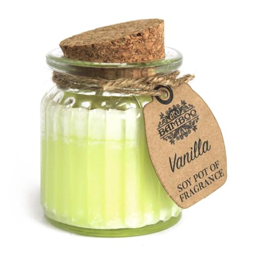 Vanille - 100% Sojawachs Kerze im Glas mit Korkdeckel - Vegan / 100% Natürlich (Vanille) von BAMBOO