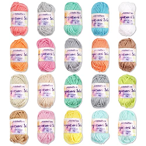 BambooMN Amigurumi Select 100% Acryl Bastelgarn Bonbons – Häkel- und Strickprojekte – helle Farben – 20 x 10 g Bonbons insgesamt 457 m von BambooMN
