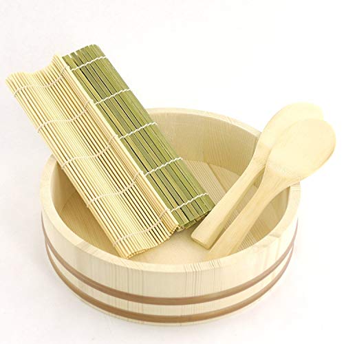 BambooMN Brand - 12 Sushi Oke Tub (Hangiri) - 5 Pieces Sushi Making Accessory Pack by BambooMN von BambooMN