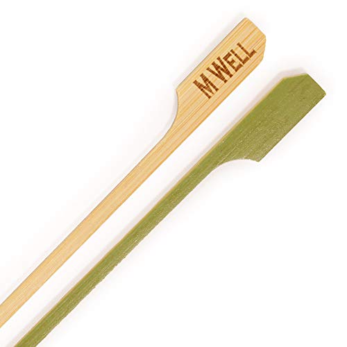 BambooMN 8,9 cm Bambus-Spieß für Lebensmittel, Getränke, Vorspeisen, mittlere Brille, Steakgare, 300 Stück von BambooMN