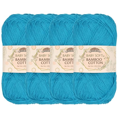 JubileeYarn Baby Soft Bamboo Cotton Yarn - 50g/Strang - Clear Waters - 4 Knäuel von BambooMN