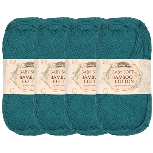 JubileeYarn Baby Soft Bamboo Cotton Yarn - 50g/Strang - Frozen Tidepool - 4 Knäuel von BambooMN