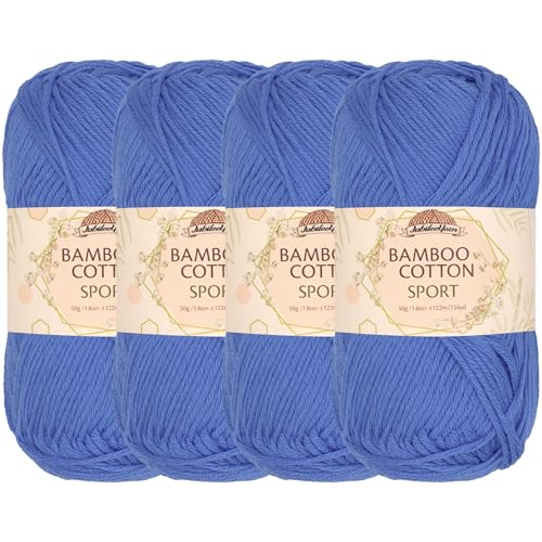 JubileeYarn Sportgarn, Bambus-Baumwolle, 50 g/Knäuel, Dynasty Blue, 4 Knäuel von BambooMN