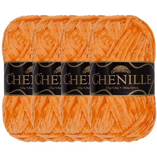 JubileeYarn Chenille-Garn – Kammgewicht – 100 g/Knäuel – Ember – 4 Knäuel von BambooMN