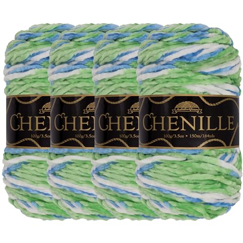 JubileeYarn Chenille-Garn – Kammgewicht – 100 g/Knäuel – Farbe 228 – Annwn – 4 Knäuel von BambooMN